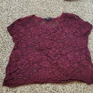 Maroon lace crop top